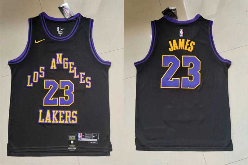 Lakers 23 LeBron James Black Nike 2023-24 City Edition Swingman Jersey->->NBA Jersey